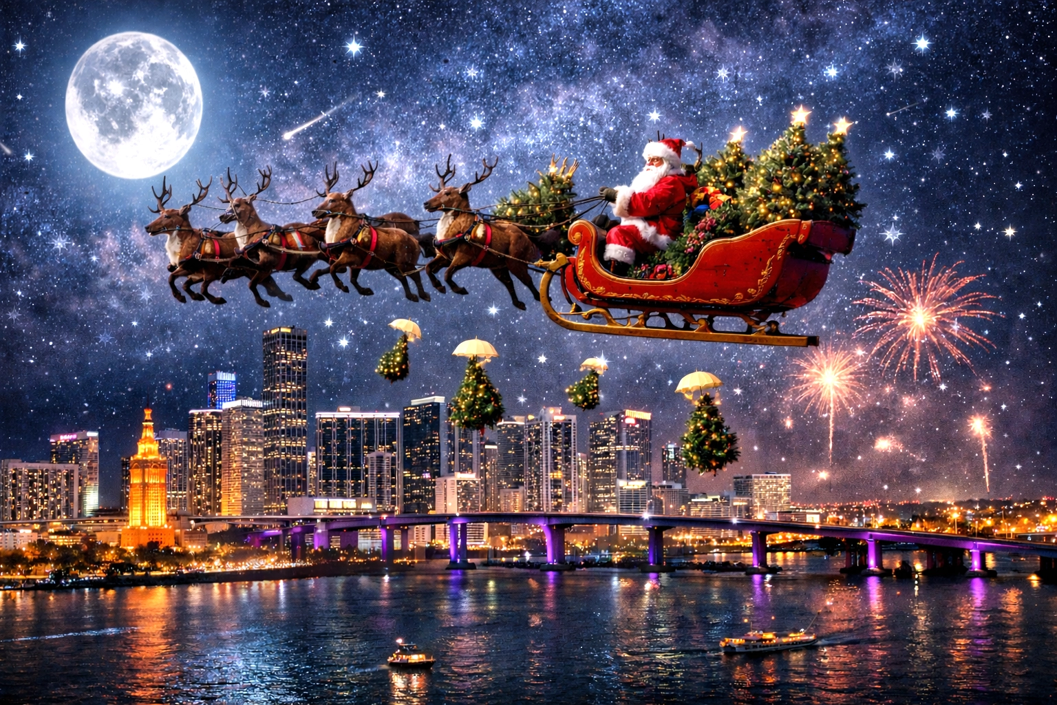 AD Christmas Trees lot in Downtown Miami and Brickell
